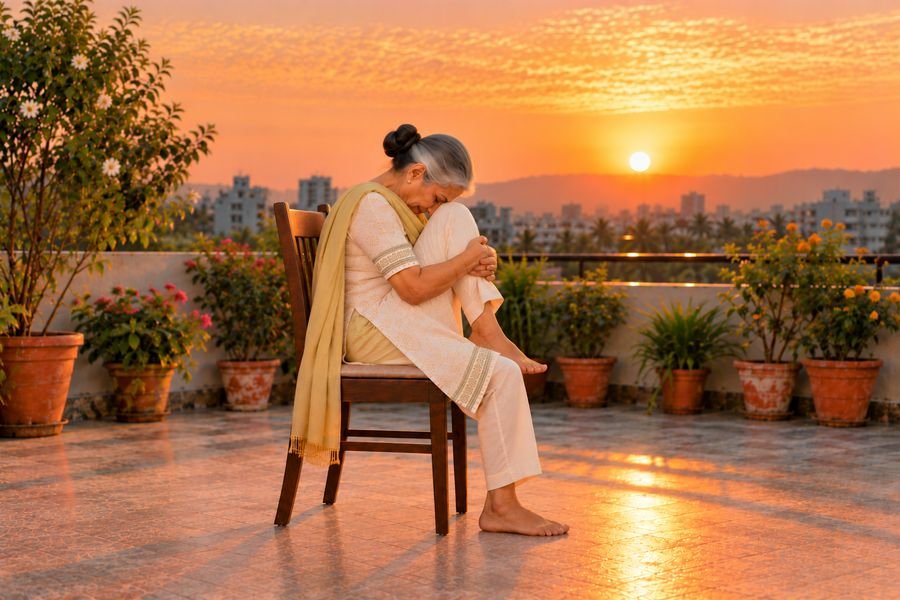 Chair Surya Namaskar, 04: Head to knee
